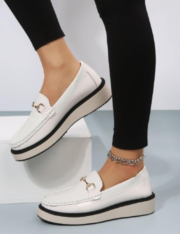 Mocasini SHEIN, alb