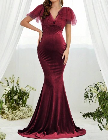 Rochie lunga Faeriesty Maternity, visiniu