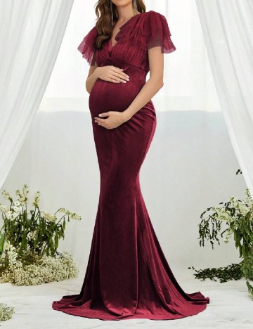 Rochie lunga Faeriesty Maternity, visiniu