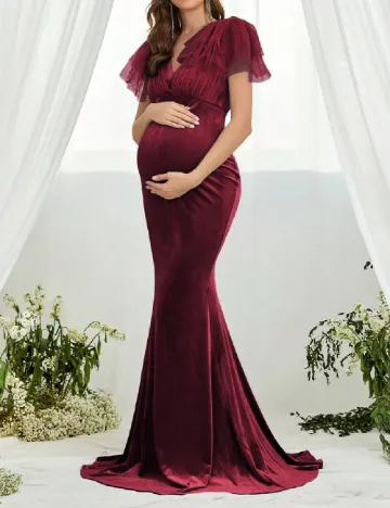 Rochie lunga Faeriesty Maternity, visiniu