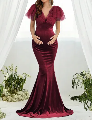 Rochie lunga Faeriesty Maternity, visiniu