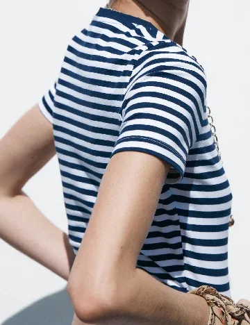 Top Zara, bleumarin/alb