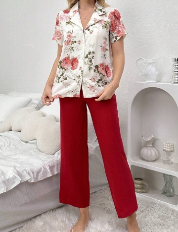 Pijama SHEIN, alb/rosu