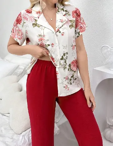 Pijama SHEIN, alb/rosu