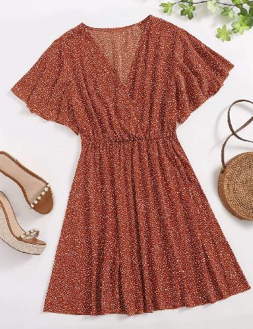 Rochie scurta SHEIN CURVE, caramiziu