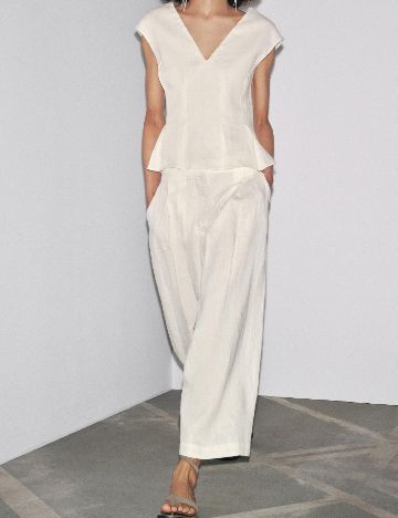 Pantaloni Zara, ecru