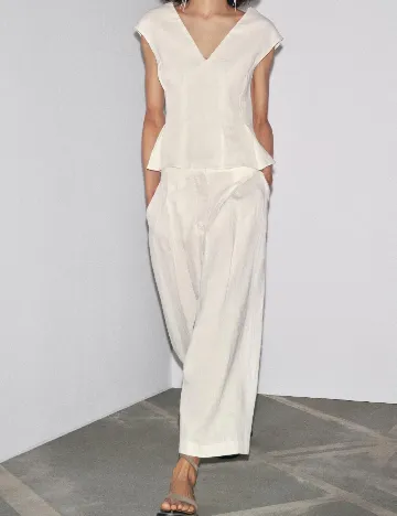 Pantaloni Zara, ecru