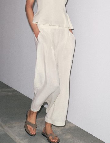 Pantaloni Zara, ecru