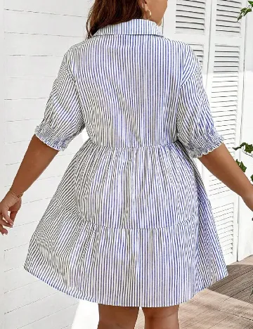 Rochie scurta Emery Rose Curve, albastru/alb