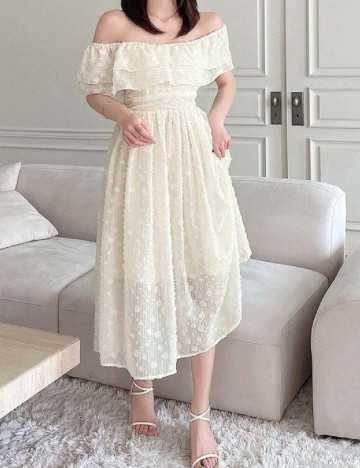 Rochie medie Dazy, crem