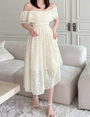 Rochie medie Dazy, crem