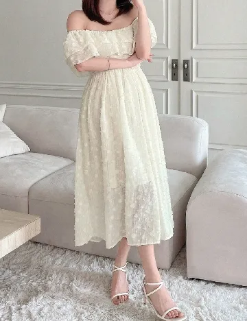 Rochie medie Dazy, crem