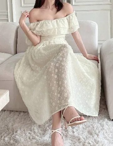 Rochie medie Dazy, crem