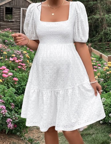 Rochie scurta SHEIN Maternity, alb