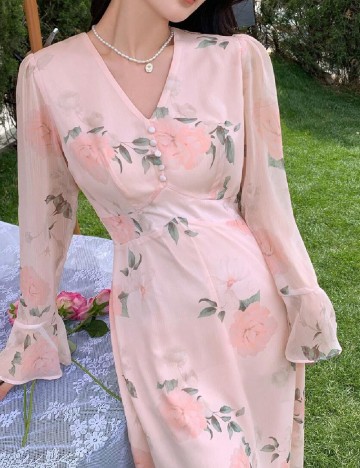 Rochie medie Dazy, roz