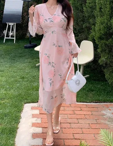 Rochie medie Dazy, roz
