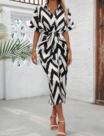 Rochie medie SHEIN, alb/negru