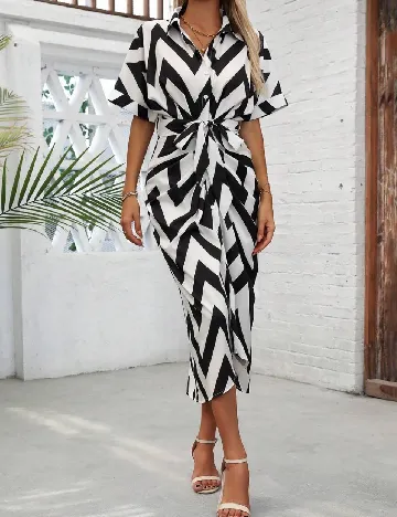 Rochie medie SHEIN, alb/negru