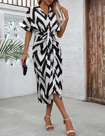 Rochie medie SHEIN, alb/negru
