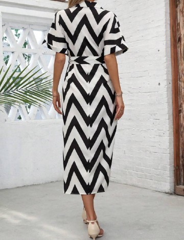 Rochie medie SHEIN, alb/negru