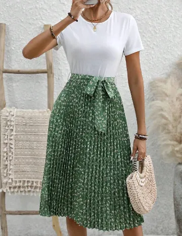 Rochie medie SHEIN, alb/verde