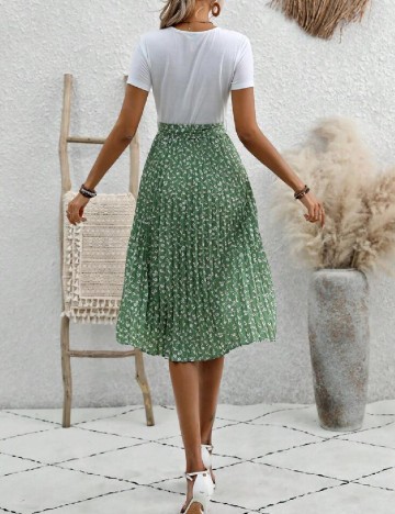 Rochie medie SHEIN, alb/verde