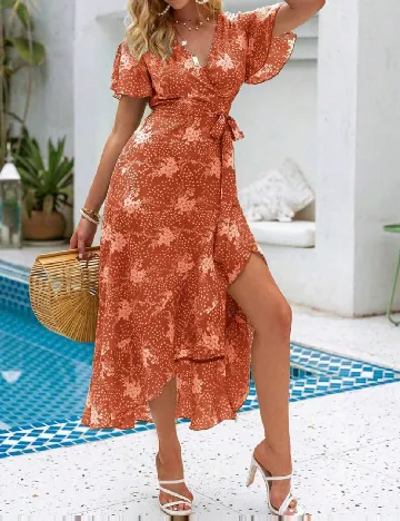 Rochie medie Simplee, portocaliu