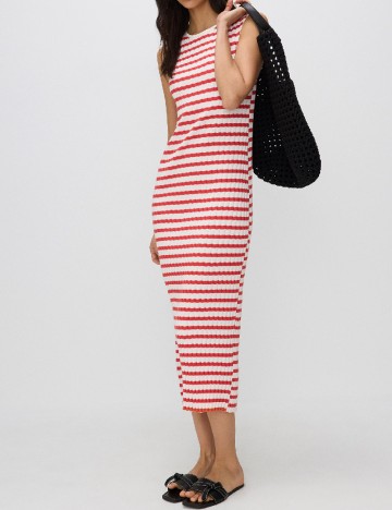 Rochie medie Reserved, alb/rosu