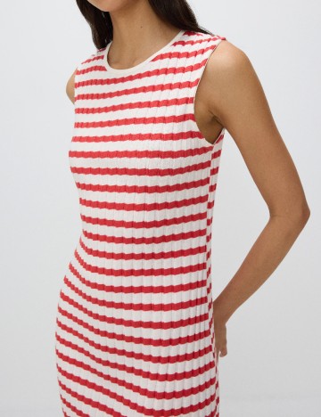 Rochie medie Reserved, alb/rosu