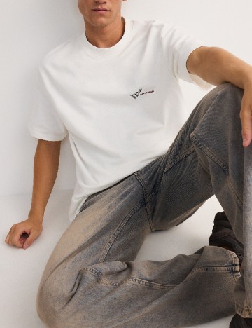 Tricou Oversize Reserved, ecru