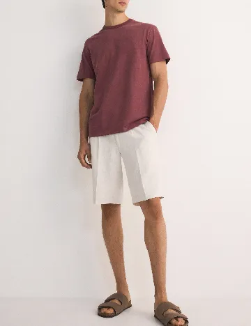 Tricou Reserved, roz pudra inchis