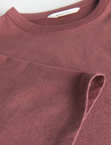 Tricou Reserved, roz pudra inchis