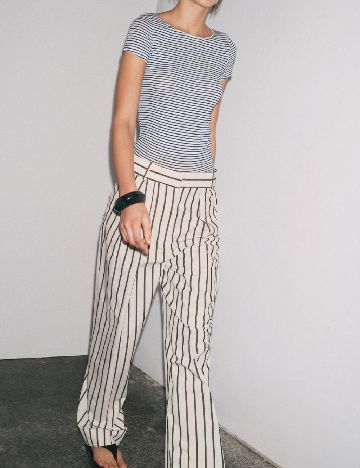 Tricou Zara, alb/bleumarin