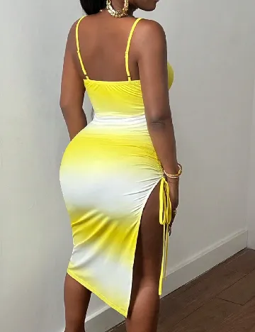 Rochie medie SHEIN, galben/alb