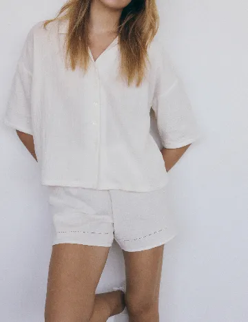 Pijama Reserved, ecru Alb
