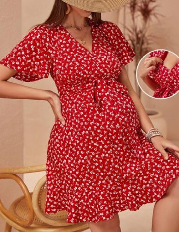Rochie scurta SHEIN Maternity, rosu