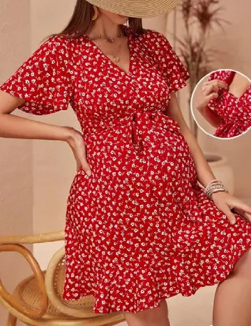 Rochie scurta SHEIN Maternity, rosu