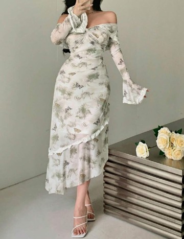 Rochie medie Dazy, verde