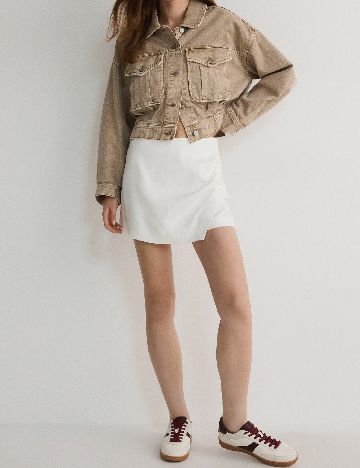 Fusta pantalon Reserved, alb