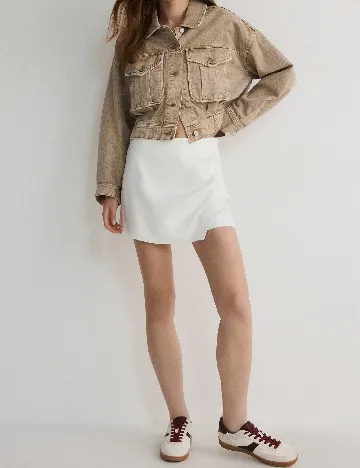 Fusta pantalon Reserved, alb