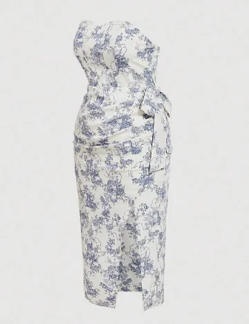 Rochie medie SHEIN CURVE, alb/albastru