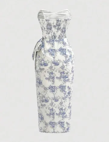 Rochie medie SHEIN CURVE, alb/albastru