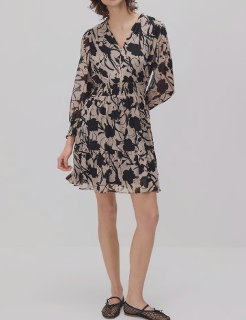 Rochie scurta Reserved, bej/negru
