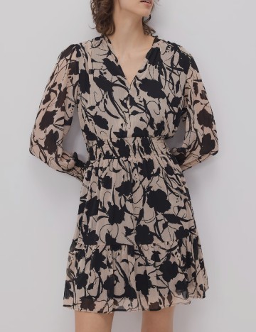 Rochie scurta Reserved, bej/negru