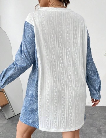 Rochie scurta SHEIN CURVE, alb/albastru