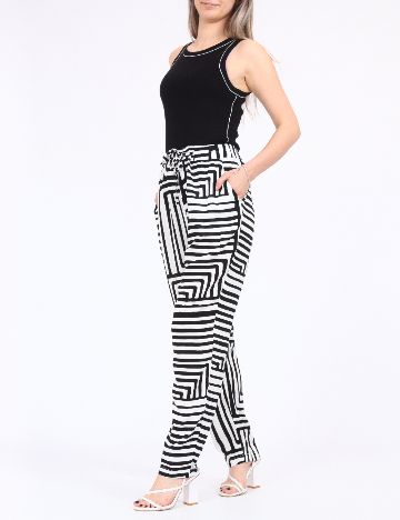 Pantaloni Vero Moda, alb/negru