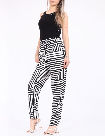Pantaloni Vero Moda, alb/negru
