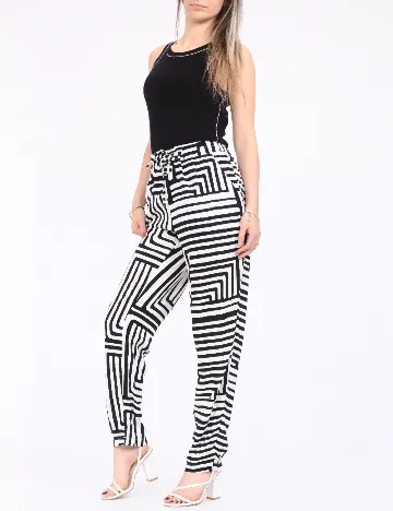 Pantaloni Vero Moda, alb/negru