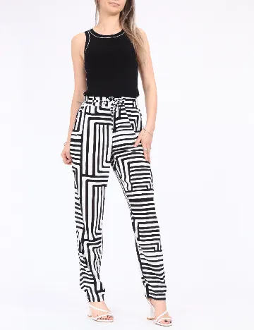 Pantaloni Vero Moda, alb/negru