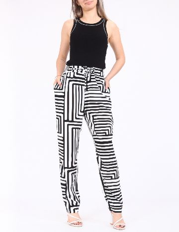 Pantaloni Vero Moda, alb/negru